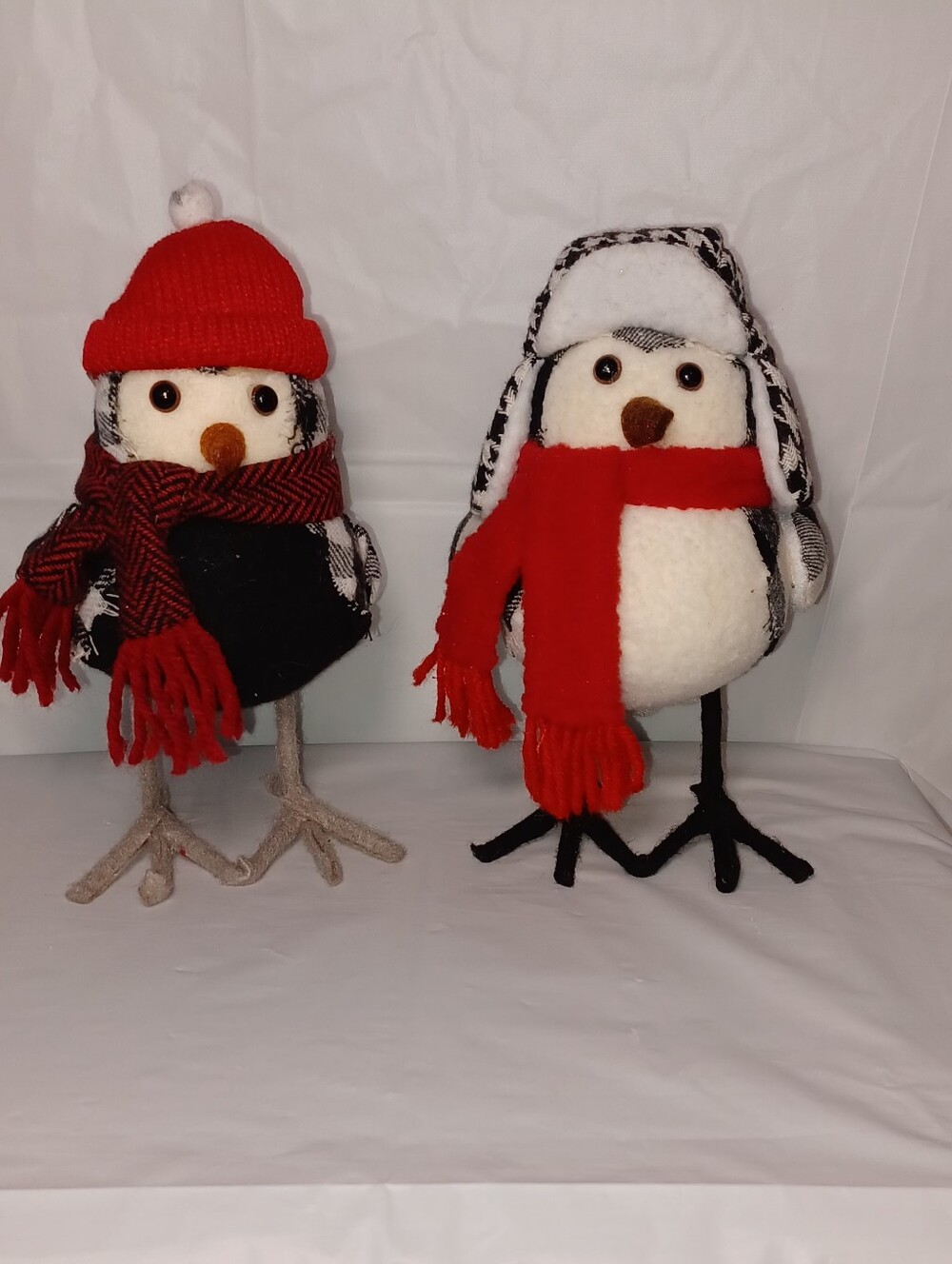 Featherly Friends Whimsical Pair of Holiday Plush Birds in Red & Black - Picture 2 of 7